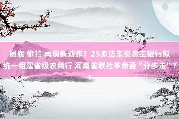 裙底 偷拍 再现新动作！25家法东说念主银行拟统一组建省级农商行 河南省联社革命要“分步走”？