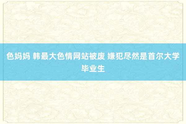 色妈妈 韩最大色情网站被废 嫌犯尽然是首尔大学毕业生