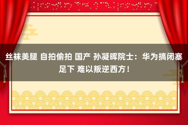 丝袜美腿 自拍偷拍 国产 孙凝晖院士：华为搞闭塞足下 难以叛逆西方！